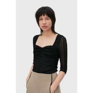 GANNI The Ruched Lace black Blouse size 34/ XS